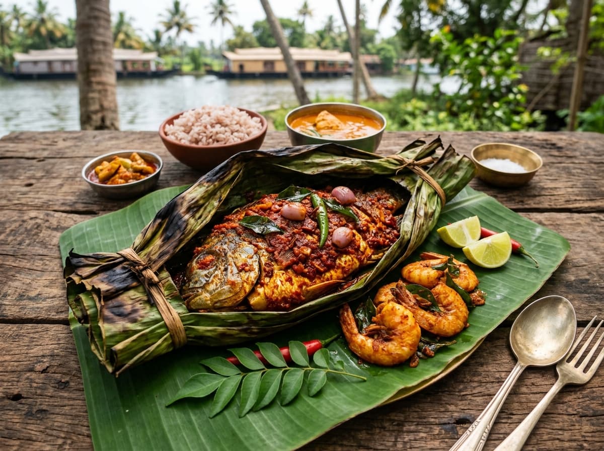Prawns & Karimeen Pollichathu